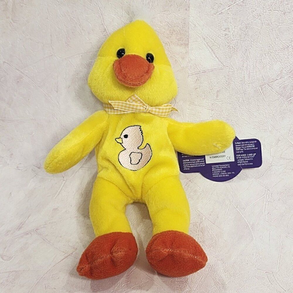 Kellytoy Duck 9" Yellow Orange Plush Stuffed Toy Duck Embro 1999 Kuddle Me Toys